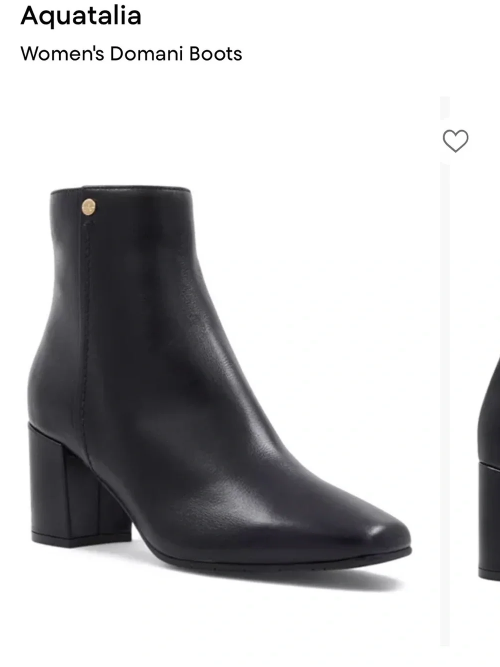 Aquatalia Black Leather Block Heel Ankle Boots
